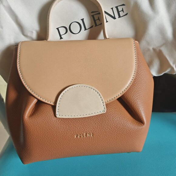 Polene Brown Two-Tone Small Shoulder Bag Clutch
